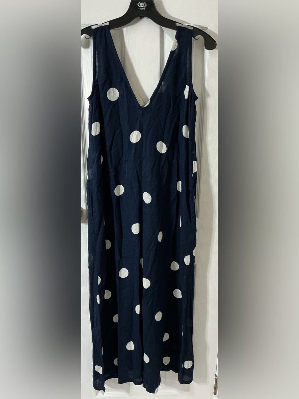 Calypso St. Barth Navy and White Polka Dot Linen Jumpsuit Size XS NWT